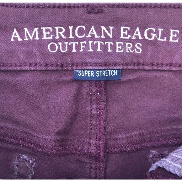 AMERICAN EAGLE Shortie Purple Shorts MULBERRY Cut Off SUPER STRETCH Size 2 / 28” - Picture 3 of 5